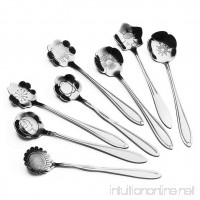 Flower Spoon Set  Vankcp Coffee Spoon Ice Cream Spoon Tea Spoon Sugar Spoon 401 Stainless Steel 8 Pcs  Silver - B07DHGVSLN